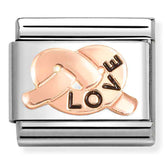 Nomination Composable Classic Link 430202/35 Love Knot 9K Rose Gold and Black Enamel